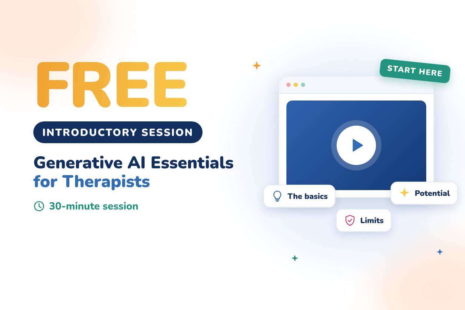 Free introductory session – Generative AI Essentials for Therapists, 30 minutes: the basics, potential and limits